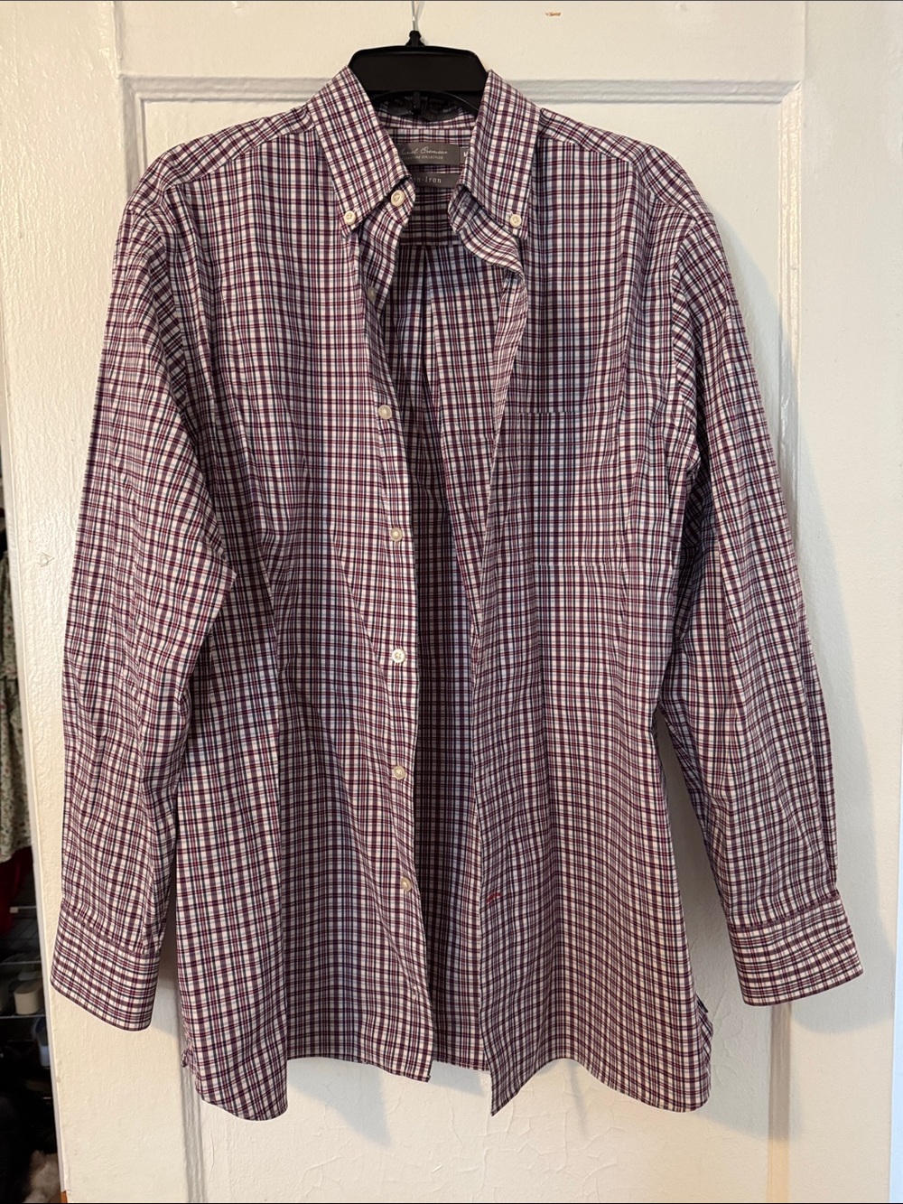 Daniel Cremieux Burgundy and White Plaid Button-Down Shirt